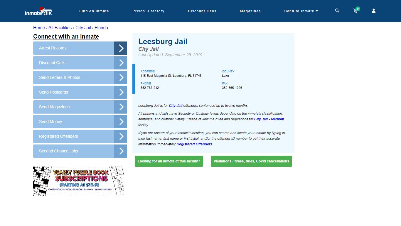 Leesburg Jail | Inmate Locator